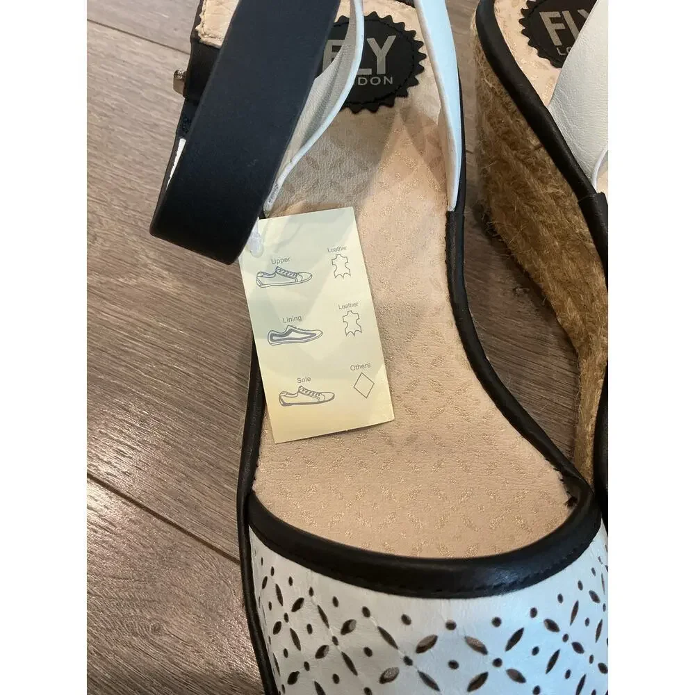 NEW Fly London Womens Espadrille Wedge Sandals US 10 EU 40‎ White Beachy Comfort